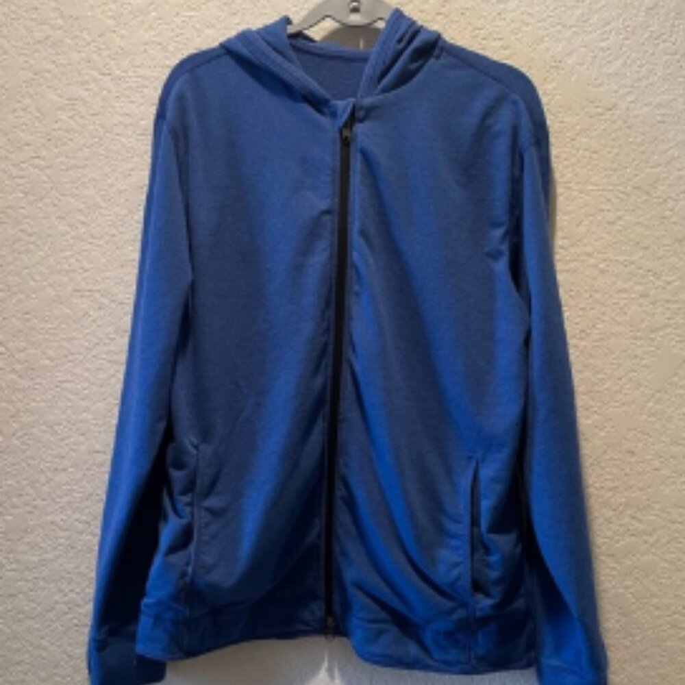 Lululemon men blue 2 way zip hooded active/athleisure jacket, size L